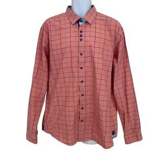 Au Noir Mens Long Sleeve Pink Plaid Button-Up Shirt size 6/2XL cotton pink blue